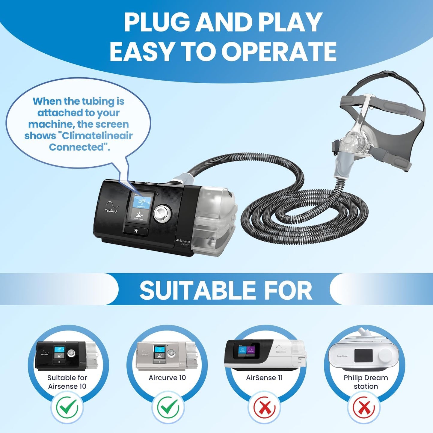 Heated Tubing for ResMed AirSense 10 – ClimateLine Compatible CPAP Hose (Not for AirSense 11)